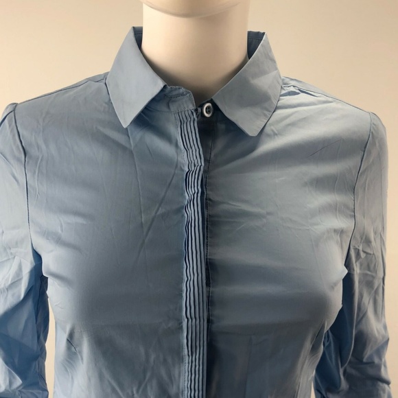 Blouse Long Sleeve Top Blue Large Button Down - Picture 4 of 8